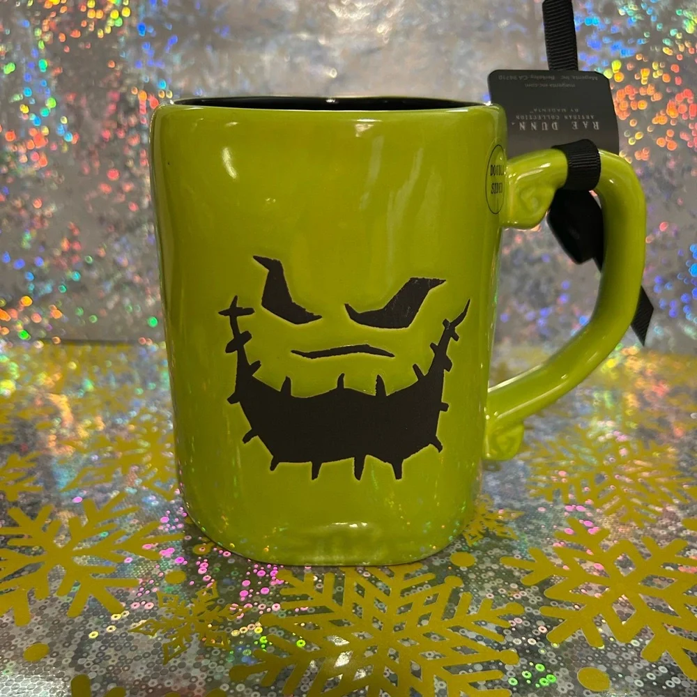 Rae Dunn Disney Oogie Boogie Green Halloween Mug with Black Face Design - Picture 1 of 3